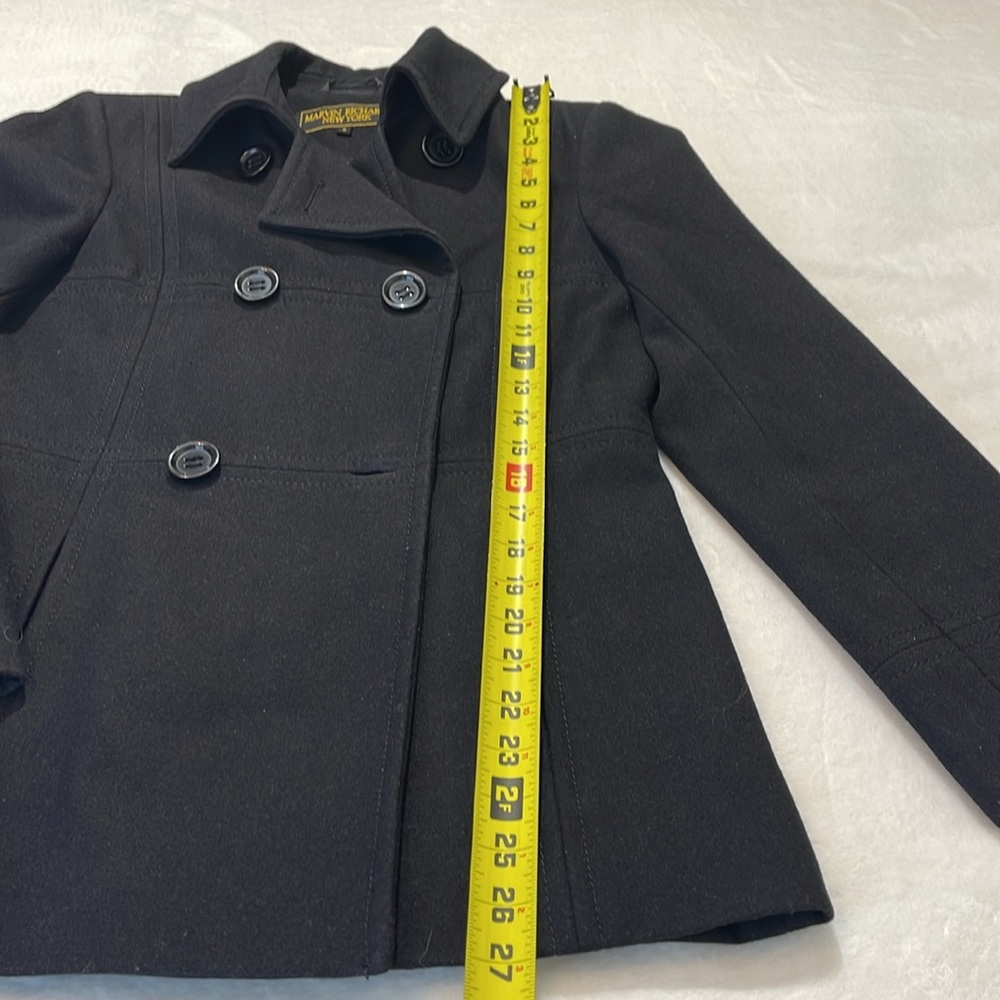 MARVIN RICHARDS NEW YORK WOMENS SIZE S Stylish Black Peacoat - Picture 3 of 8